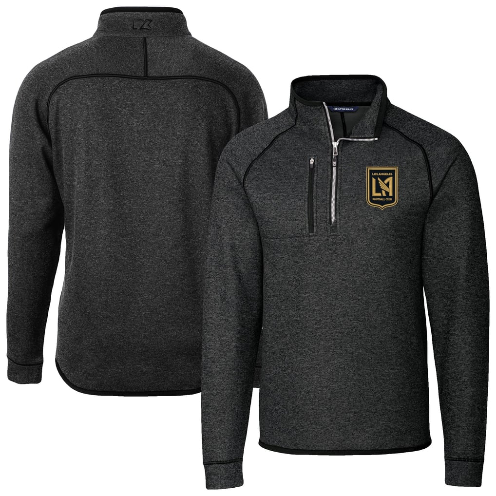  LAFC Cutter & Buck Big & Tall Mainsail Sweater-Knit Half-Zip Pullover Top - Heather Charcoal